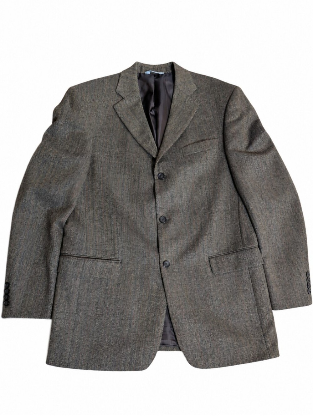Joseph & Feiss Brown Herringbone Sport Coat 100% Lambswool Sz 41L